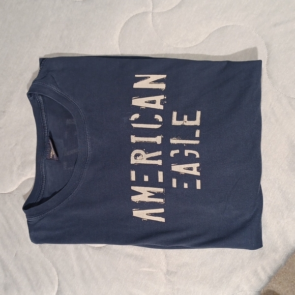 American Eagle Outfitters Other - AMERICAN EAGLE OUTFITTERS MENS SZ XL LONG SLEEVE BLUE TEE SHIRT WITH TAN PRINT